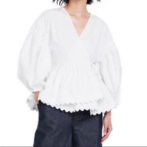 NWT Kika Vargas for Target Scallop Edge Wrap Top size 4X white